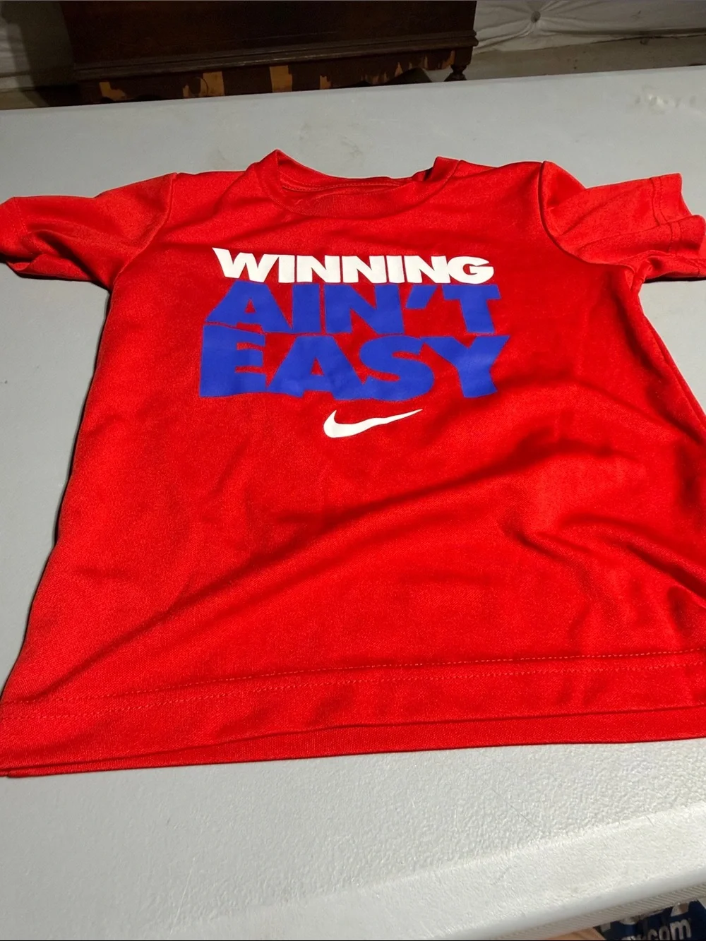 Nike Red Short Sleeve Tee with Blue & White Graphic